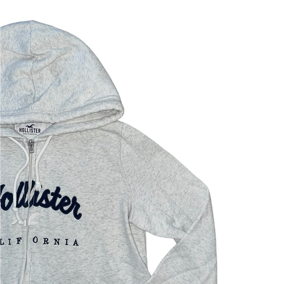 y2k hollister gray oversized embroidered graphic hoodie sweatshirt sweater - Picture 3 of 6